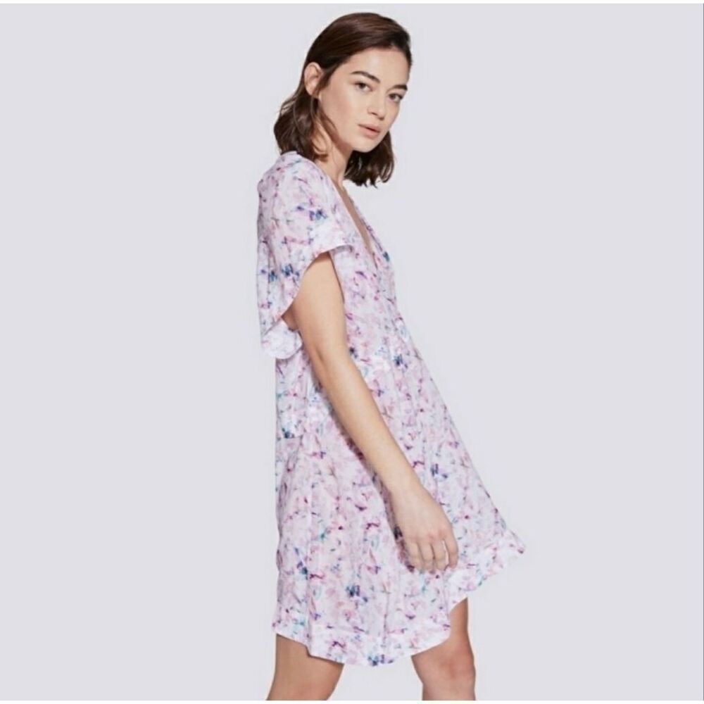 IRO Bago Dress 36 US 4 Small Abstract Print Pink Purple Sheer Mini Shift Revolve - Picture 1 of 9